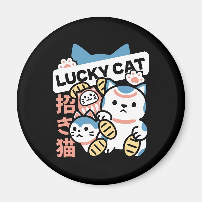Imã Lucky Cat Art – Maneki Neko with Gold Coin (Frente)