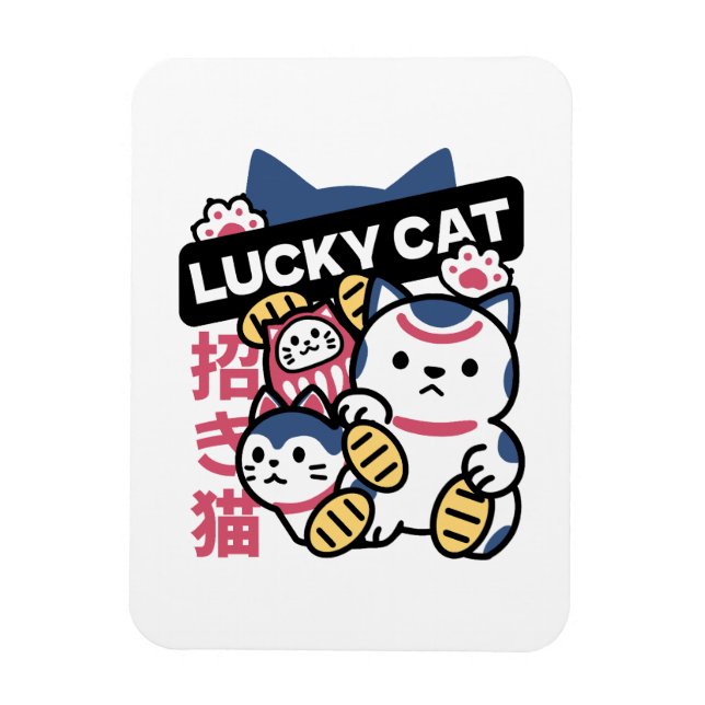 Ímã Lucky Cat Maneki Neko – Japanese Fortune Cat  (Vertical)