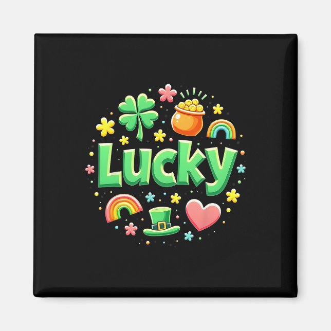 Imã Lucky Charm Patricks Day Pot Of Gold Irish Shamroc (Frente)