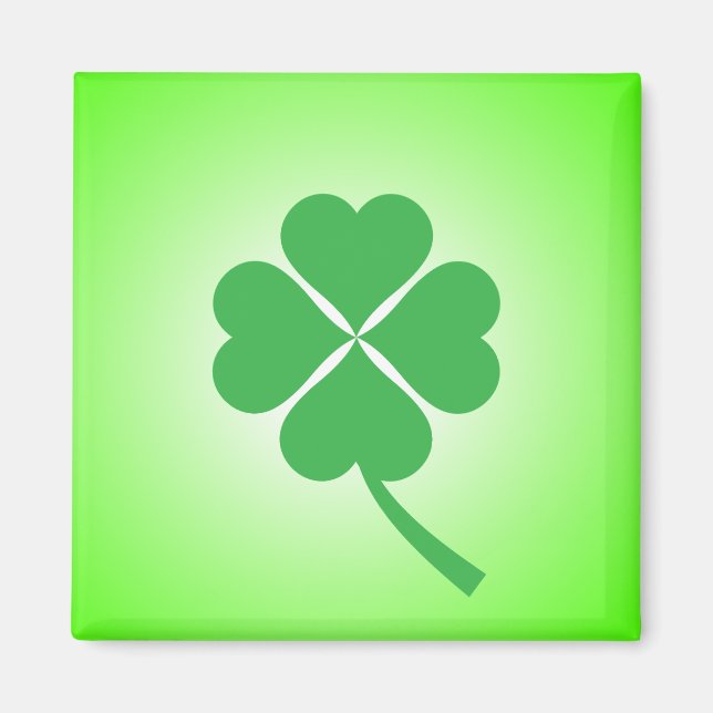 Imã Lucky Four Shamrock Folha Design-87906 (Frente)