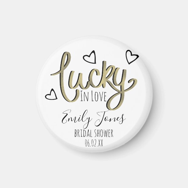 Imã Lucky in Love Hearts Bridal Shower (Frente)
