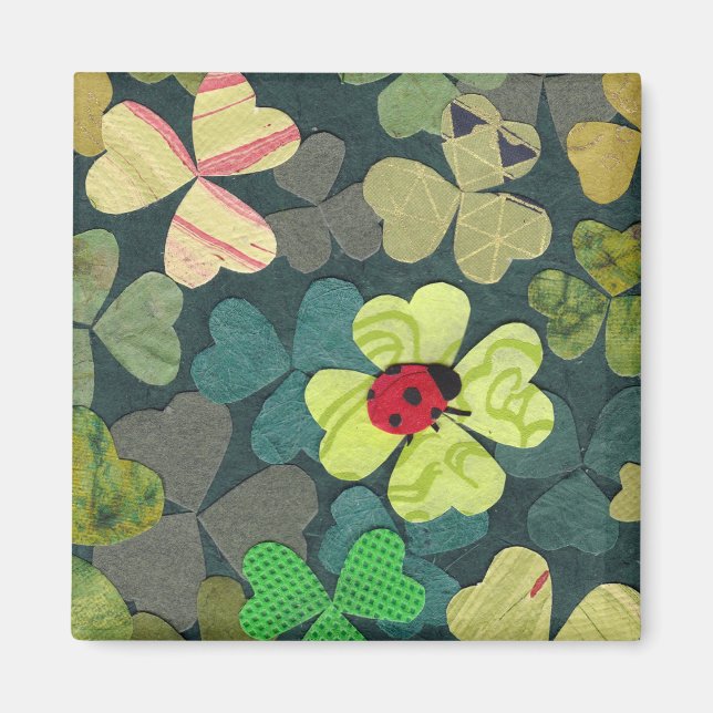 Imã Lucky Ladybug em Shamrock (Frente)
