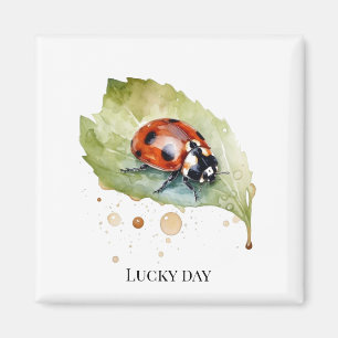Imã Lucky Ladybug na Folha