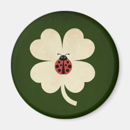 Imã Lucky Ladybug Shamrock verde