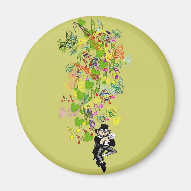 Imã Lucky Leprechaun Com Shamrocks (Frente)