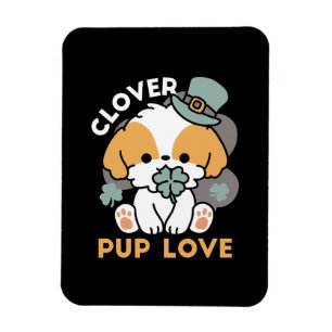 Ímã Lucky Pup com Clover - Rua. Presente no Dia de Pat