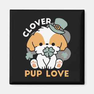 Imã Lucky Pup com Clover - Rua. Presente no Dia de Pat