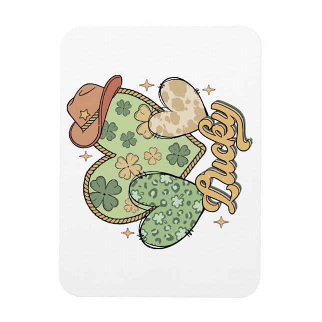Ímã Lucky Western Heart Shamrock irlandês (Vertical)