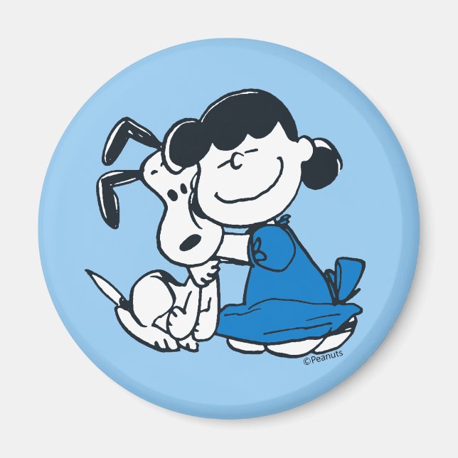 Imã Lucy Hugging Snoopy (Frente)