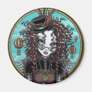 Imã "Lucy" Steam Punk Air Balloon Fairy Art Magnet