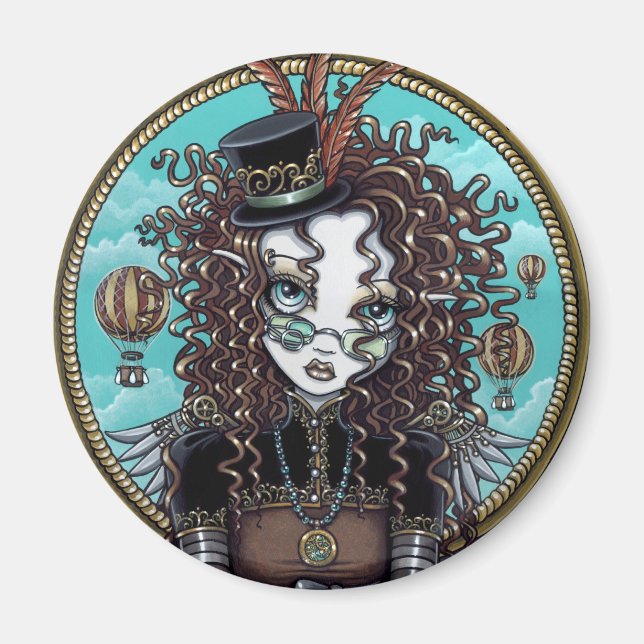 Imã "Lucy" Steam Punk Air Balloon Fairy Art Magnet (Frente)