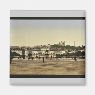Imã Lugar de Bellecour, vintage Photochrom de Lyons,