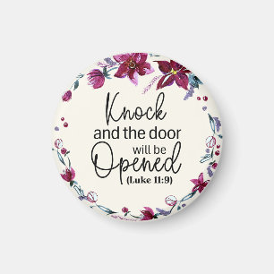 Imã Luke 11:9 Knock E A Porta Vintage Purple Floral
