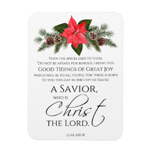 Ímã Luke 2:10-11 Bons Tidings Poinsettia Natal