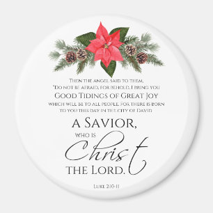 Imã Luke 2:10-11 Escritura de Natal de Poinsettia