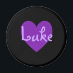 Imã Luke em Purple<br><div class="desc">Bonito nome de coração roxo design para Luke. Um presente bonito para as meninas.</div>
