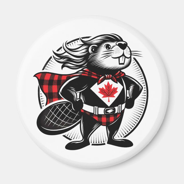 Imã Lumbrador Canadense de Castor Xadrez Búfalo (Frente)