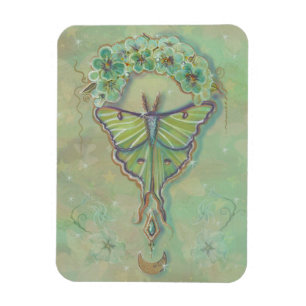 Ímã Luna moth moon design por Renee Lavoie