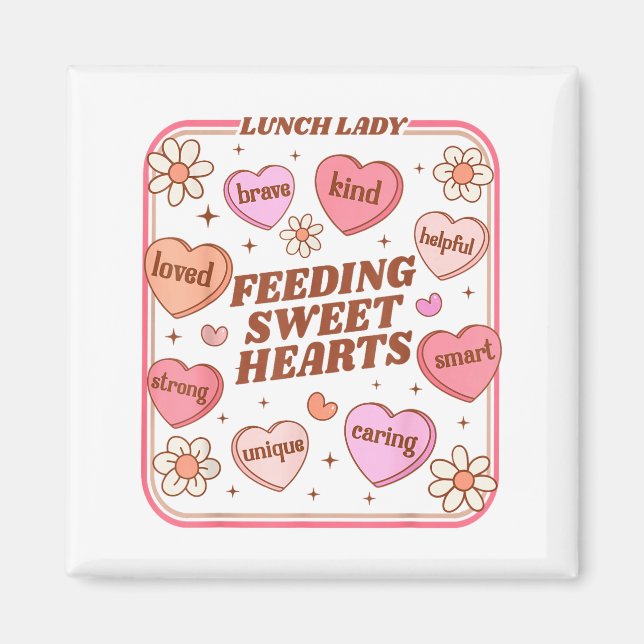 Imã Lunch Lady Valentines Day Retro Cute Cafeteria Swe (Frente)