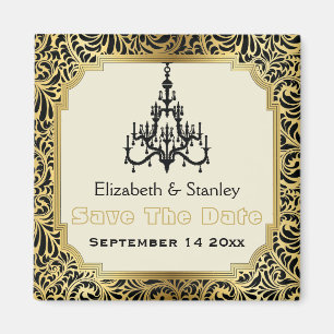 Imã Lustre Art Deco casamento Save the Date