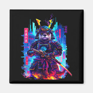 Imã Luta Katana Ciberpunk Neon Samurai Arte Japonesa