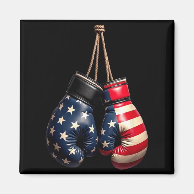 Imã Luvas de Boxe com Bandeira Americana Boxer (Frente)