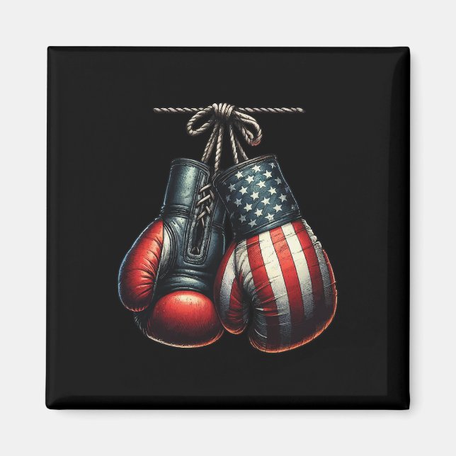 Imã Luvas de Boxe da Bandeira dos EUA 4 de Julho para  (Frente)