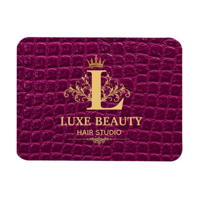 Ímã Luxury Crocodile Leather Monogram Gold Initial  (Horizontal)