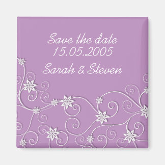 Imã Luxury Elegante Brancos Roxo Salve a data