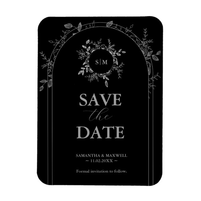 Ímã Luxury Negro elegante Salvar a Data (Vertical)