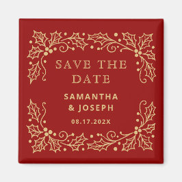 Imã Luxury Red & Antique-Gold Save the Date