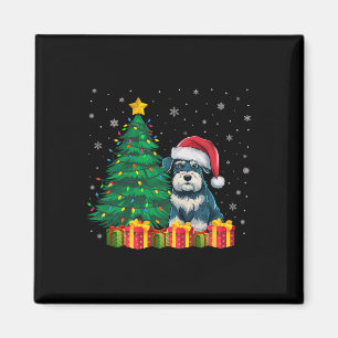 Imã Luz de Natal de Schnauzer Santa Hat, Miniatura Úti