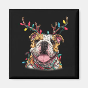 Imã Luz de Rena de Bulldog Inglês do Papai Noel Natal