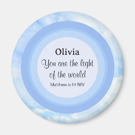 Imã Luz do Mundo Bíblia Azul Nome Verso