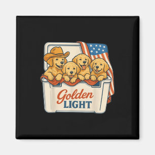 Imã Luz Dourada Retriever Patriótico Bandeira dos EUA