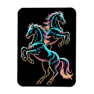 Ímã Luz Neon de Cavalo Efeito Glitch Estilo Retro