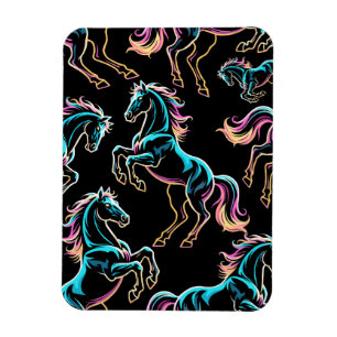 Ímã Luz Neon de Cavalo Efeito Glitch Estilo Retro