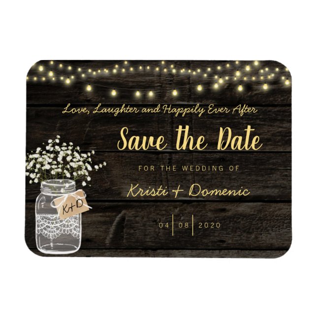 Ímã Luzes brilhantes de Mason Jar Rustic (Horizontal)