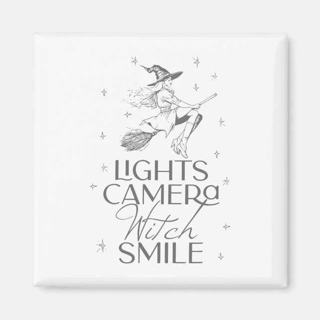 Imã Luzes da Câmera Bruxa Sorriem Halloween (Frente)
