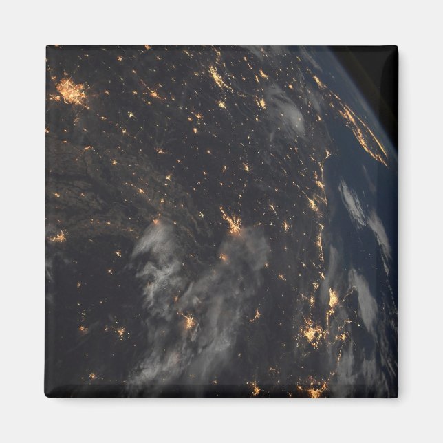 Imã Luzes Da Cidade À Noite No Planeta Terra (Frente)