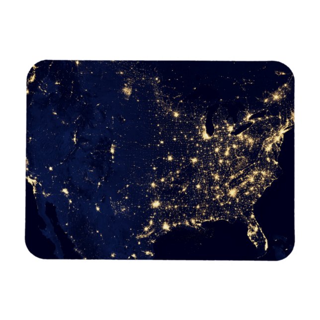 Ímã Luzes Da Cidade Dos Estados Unidos À Noite. (Horizontal)