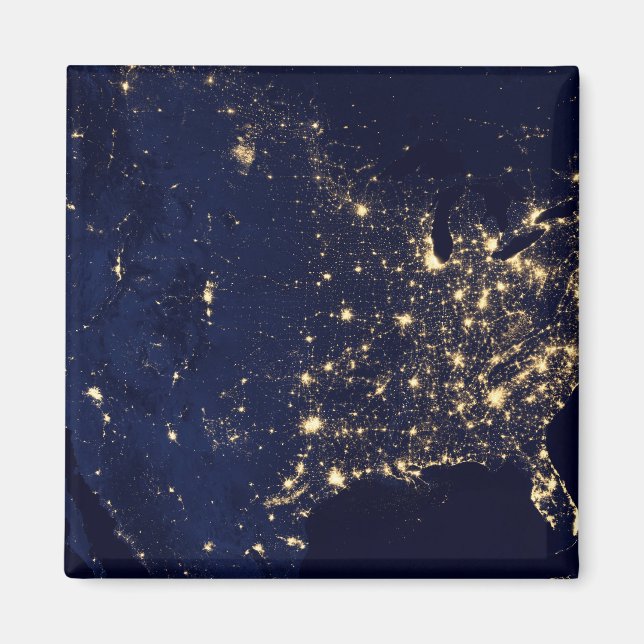 Imã Luzes Da Cidade Dos Estados Unidos À Noite. (Frente)