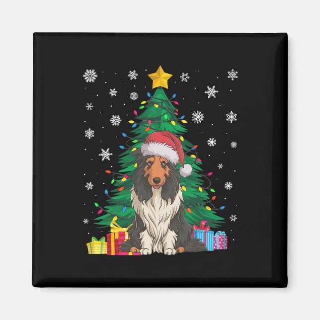 Imã Luzes De Árvore Xmas Doce Feio Cão Collie S (Frente)