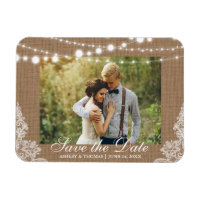 Luzes de Burlap Rustic Casadas Salvem a Data