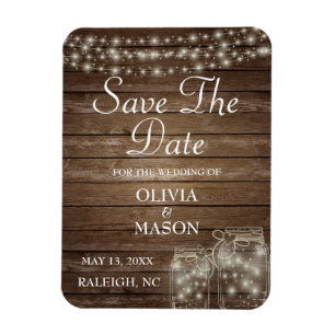 Ímã Luzes de Mason Jar Rustic imã salve a data