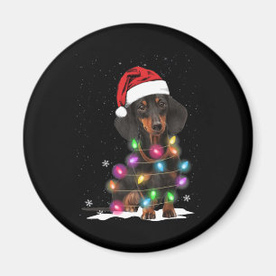 Imã Luzes De Natal Dachshund Com Neve