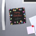 Imã Luzes de Natal Feliz Magneta de Natal<br><div class="desc">Nossa coleção 'Colorful Christmas Lights Holiday' reúne elementos festivos como as luzes de natal com fontes chic e elegantes sobre um simples fundo escuro.</div>