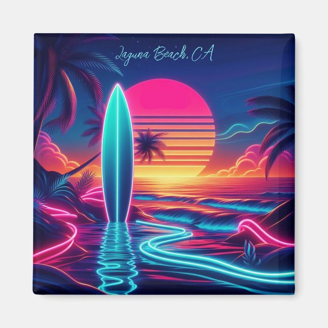 Imã Luzes de Neon do Surfboard Sunset (Frente)
