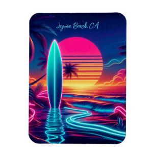Ímã Luzes de Neon do Surfboard Sunset