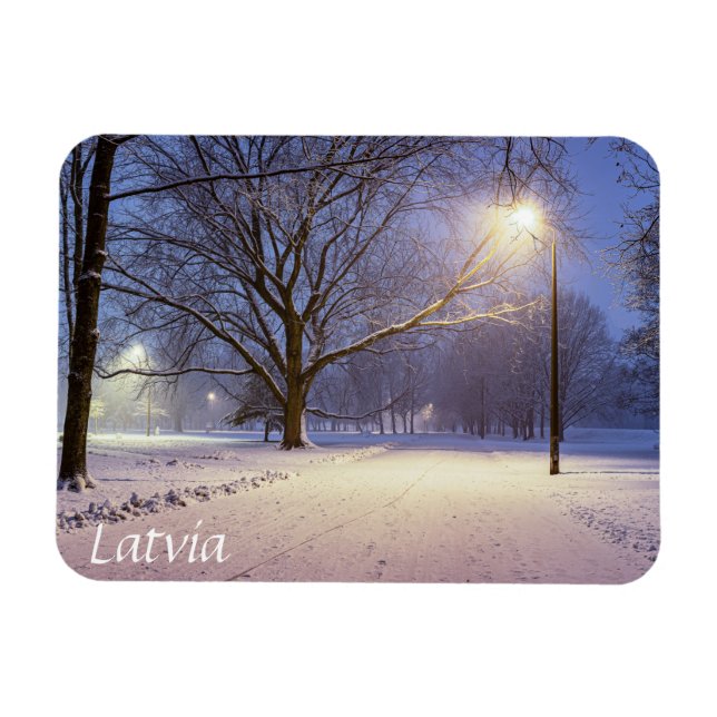 Ímã Luzes de rua e cobertas de neve (Horizontal)